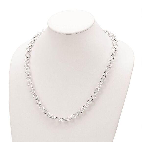 10mm Sterling Silver Hollow Rolo Chain Necklace, 24 Inch - Picture 3 of 7